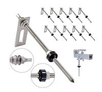 NuaSol Lot de 10 Vis à Double Filetage M10 × 200 mm | Acier Inoxydable | Avec Plaque d’Adaptation | Fixation pour Supports de Panneaux Solaires & Toitures