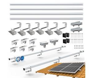 NuaSol Lot de 2 crochets de toit photovoltaïques PV pour toit de tuiles - Avec profilé solaire en aluminium, embouts de 35 mm, jusqu'à 115 cm de largeur par module et 35 mm de hauteur, NS-HE-ZDM2