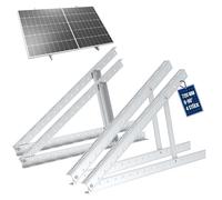 NuaSol Lot de 2 supports de panneau solaire PV - 72 cm - En aluminium - Toit plat PV réglable de 0 à 90 ° - Avec matériel de montage - Argenté