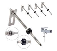 NuaSol Lot de 4 vis à double filetage avec tôle d'adaptation M10 x 200 mm