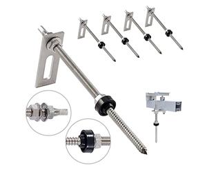 NuaSol Lot de 4 vis à double filetage avec tôle d'adaptation M10 x 250 mm en acier inoxydable | Vis Inox pour Fixation Panneau Solaire