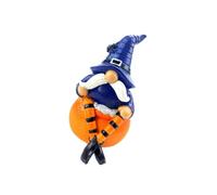 Nuatc Nains de citrouille d'Halloween avec chapeau de sorcière Figurine en résine Décoration festive pour fêtes intérieures et extérieures Décorations de jardin Halloween Nains de citrouille en résine
