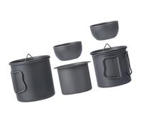 Nuatc Service à thé peu encombrant en métal 5 pièces pour l'extérieur Accessoires de camping indispensables à chauffage rapide pour les amoureux de la nature. Service à thé nidable pour l'extérieur