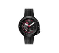 Nubeo Cassini Space Invaders NB-6103 Montre pour homme - Mouvement automatique japonais, boîtier en acier inoxydable de 50 mm, résistant à l'eau 50 m, bracelet en silicone, NB-6103, Eclipse Red, 50.0