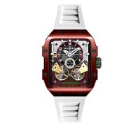 Nubeo Space Maven NB-6077 Montre automatique pour homme 44 mm édition limitée avec bracelet en silicone, Rouge prune., Bracelet