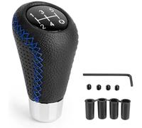 NUBHYYIO 5 Vitesses Voiture Pommeaux Levier Vitesse pour Mitsubishi L200, Universelle Cuir Couverture Housse Levier Vitesse avec 4 Adaptateurs 8/10/11/12mm Auto Pièces,C/Black Blue Line