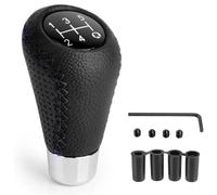 NUBHYYIO 5 Vitesses Voiture Pommeaux Levier Vitesse pour Mitsubishi L200, Universelle Cuir Couverture Housse Levier Vitesse avec 4 Adaptateurs 8/10/11/12mm Auto Pièces,A/Black Black Line