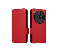 Nubia Etui Pour Z60S Pro Titulaire de fentes pour cartes Magnétique Portefeuille Cuir PU Boucle latérale Rouge