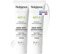 Nubiance ACT-5 Crème Visage, Crème Peau Grasse, Anti Bouton Visage - 2x30ml