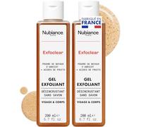 NUBIANCE - Exfoclear® Exfoliant Visage Et Corps 2x200ml - Gommage Visage Et Gommage Corps Aux Acides De Fruits. Gel Nettoyant Visage Peau Grasse Ou Seche Anti Point Noir. Body Scrub.
