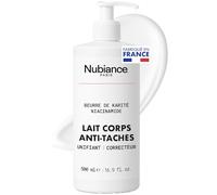 NUBIANCE - Lait Corps Éclaircissant & Unifiant Anti-Taches au Beurre de Karité - Protection contre l’Hyperpigmentation, Hydratation Profonde - Peau Douce, Souple et Lumineuse, 500ml