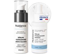 Nubiance - Pack 2 Sérums Visage Anti-Taches HRB-3 AHA et Hydratation Intense 1% Acide Hyaluronique Peptides, Tous Types de Peaux, 2x30ml