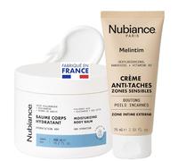 Nubiance - Pack Soin Intime et Corps, Melintim Anti-Taches Zones Externes et Baume Corps Hydratant, Niacinamide, Hexylrésorcinol, Acide Hyaluronique, Hydratation 48H, Peaux Sensibles