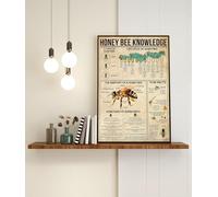 Nuboxx Honey Bee Knowledge Plaque en métal Décoration de cuisine Honey Bee Poster Knowledge Poster Knowledge Décoration murale de cuisine Décoration abeille 20,3 x 30,5 cm