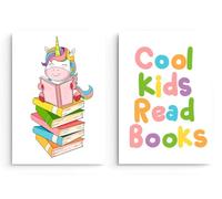 NUBUNI Affiche Originale | Accessoires et Décorations | Deco Chambre Bebe | Decoration Murale Chambre Enfant | Poster Chambre | Tableau Chambre | Cadre Non Inclus | Unicorn Reading