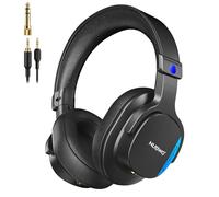 NUBWO Casque DJ filaire pour moniteur de studio, pilote de 45 mm, casque supra-auriculaire avec micro intégré, prise audio 3,5 mm/6,35 mm pour ampli de guitare, baladodiffusion, jeu sur PC