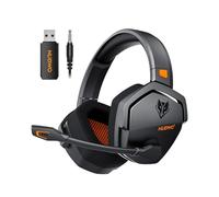 NUBWO G06 Double Casque Gaming sans Fil avec Microphone pour PS5, PS4, PC, NS, Mobile: 2,4 GHz Wireless + 5,3 Bluetooth - Batterie de 100 Heures - Pilotes de 50mm - Orange