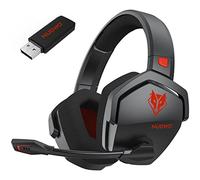 NUBWO G06 Double Casque Gaming sans Fil avec Microphone pour PS5, PS4, PC, NS, Mobile: 2,4 GHz Wireless + 5,3 Bluetooth - Batterie de 100 Heures - Pilotes de 50mm - Rouge