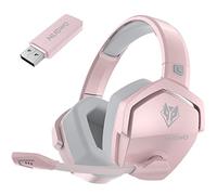 NUBWO G06 Double Casque Gaming sans Fil avec Microphone pour PS5, PS4, PC, NS, Mobile: 2,4 GHz Wireless + 5,3 Bluetooth - Batterie de 100 Heures - Pilotes de 50mm - Rose