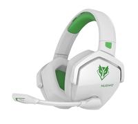NUBWO G06 Double Casque Gaming sans Fil avec Microphone pour PS5, PS4, PC, NS, Mobile: 2,4 GHz Wireless + 5,3 Bluetooth - Batterie de 100 Heures - Pilotes de 50mm - Blanc/Vert