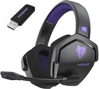 NUBWO G06 Double Casque Gaming sans Fil avec Microphone pour PS5, PS4, PC, NS, Mobile: 2,4 GHz Wireless + 5,3 Bluetooth - Batterie de 100 Heures - Pilotes de 50mm - Violet