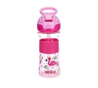 Nuby 80259 Tasse à bec verseur souple avec bouton poussoir Rose arc-en-ciel
