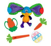 Nuby Baby Play and Explore Ensemble cadeau de Pques Anneau de dentition en silicone avec tube de carotte, anneau de dentition vgtarien, anne
