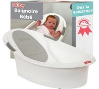 Nuby – Baignoire bébé Dr.Talbot’s – Dès la naissance, antidérapant & appui‑tête souple – Blanc/Gris