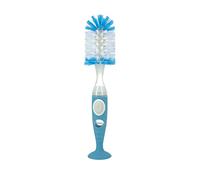 Nuby Brosse à bouteille à poils doux et durables avec poignées texturées et base à ventouse, système 2 en 1, bleu