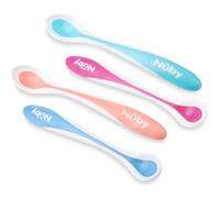 Nûby Cuillère - Lot de 2 Cuillères Thermosensibles avec Bord Doux en Tpe au 4 Mois - Coloris aléatoire