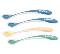 Nuby - Cuillère thermosensible brevetée à bord souple - Pack de 4 - Bleu - 3+ mois