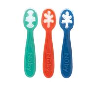 Nuby Cuillères Bébé Silicone Colorées, 1er Âge, Lot de 3, +6 Mois, Neutre