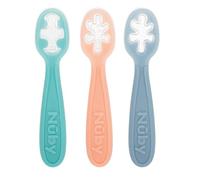 Nuby Ensemble de premières cuillères pour bébé Silicone – Facile à saisir et tenir – 3 pièces 6+mois