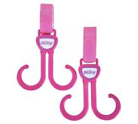 Nuby Double crochet pour poussette, crochet réglable, rose