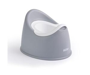 Nuby Easy Clean Pot Bébé avec Bol Amovible, +18 Mois, Gris | Apprentissage de la propreté avec pare-éclaboussures intégré & base antidérapante pour faciliter la transition vers les WC