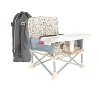 Nuby Easy Go Rehausseur pliable avec plateau amovible et sac de voyage pour intérieur et extérieur sangles réglables de sécurité 3 points 6 mois safari