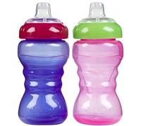 Nuby Easy Grip Paille sans déborder Bec Souple - Fille - 283,5 gram - 2 CT