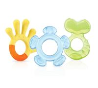 Nuby - Ensemble de Dentition en 3 Étapes - Lot de 3 Anneaux de Dentition pour Bébé - Surfaces Texturées - Compatible avec le Réfrigérateur - 3 mois +