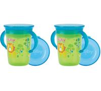 Nûby Gobelet Magique 360° avec Anses Vert 240 ml (Lot de 2)