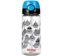 nuby gobelet paille souple et bouton push en tritan - 540 ml - bleu - 3 ans + Bleu G
