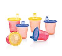 Nuby Gobelets avec Couvercle | Tasses Pratiques pour Enfants | 6 Pack | 210 ml | Multicouleurs
