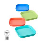 Nuby Good Square Meal Lot de 4 assiettes de sevrage pour tout-petits - Durable | Passe au lave-vaisselle | Auto-alimentation