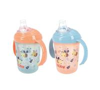 Nuby Grip N Sip 048526890408 Lot de 2 bouteilles d'eau anti-déversement 240 ml Double poignée Passe au lave-vaisselle et au micro-ondes Pour 4 mois et plus (abeilles, lot de 2)