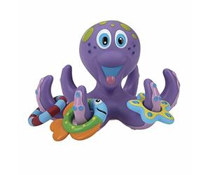 Nuby - Jouet de bain pieuvre avec 3 anneaux - Jouets de bain intéractif pour bébé et enfant - Poulpe flottant - 18+ mois