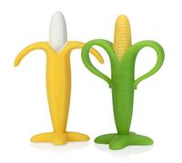 Nuby Anneaux de dentition Banane et Maïs Silicone – Lot de 2 – Dès 3 mois
