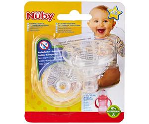 Nûby Lot 2 Tétines Silicone + Biberons - Col Large Variable - 4 Mois et Plus