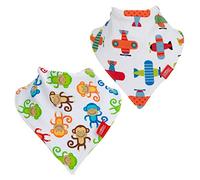 Nuby Lot de 2 bavoirs bandana super absorbants avec encolure douce et confortable, pour garçon