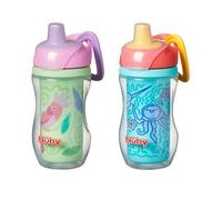 Nuby Lot de 2 gobelets isothermes pour tout-petits avec valve amovible, anti-déversement, 270 ml, convient aux enfants de 12 mois (oiseaux)