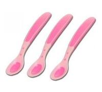 nuby lot de 3 cuilleres thermosensibles rose avec bord doux en tpe +4 mois G