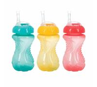 NUBY Lot de 3 gobelets anti-fuites pour tout-petits avec paille flexible - Gobelets anti-fuites pour tout-petits avec prise en main facile et ferme -